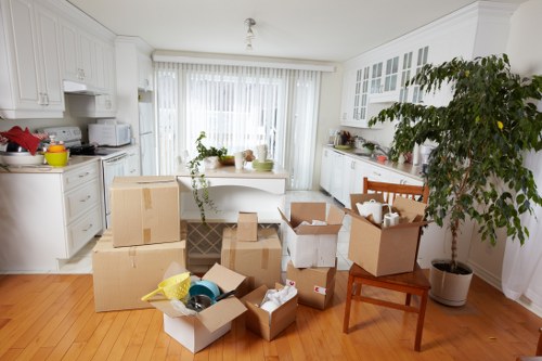 Business stock and office items organised in mobile storage