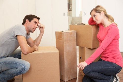 Moving office items through a local Highbury property with access challenges