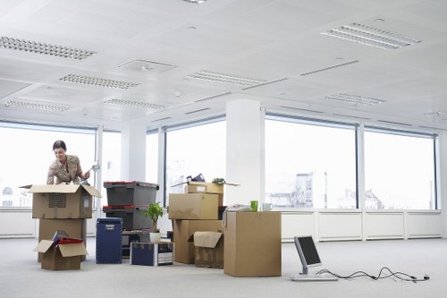 Prepared office items ready for storage in Highbury