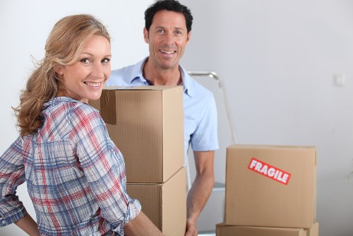 Packed storage container ready for collection in Highbury